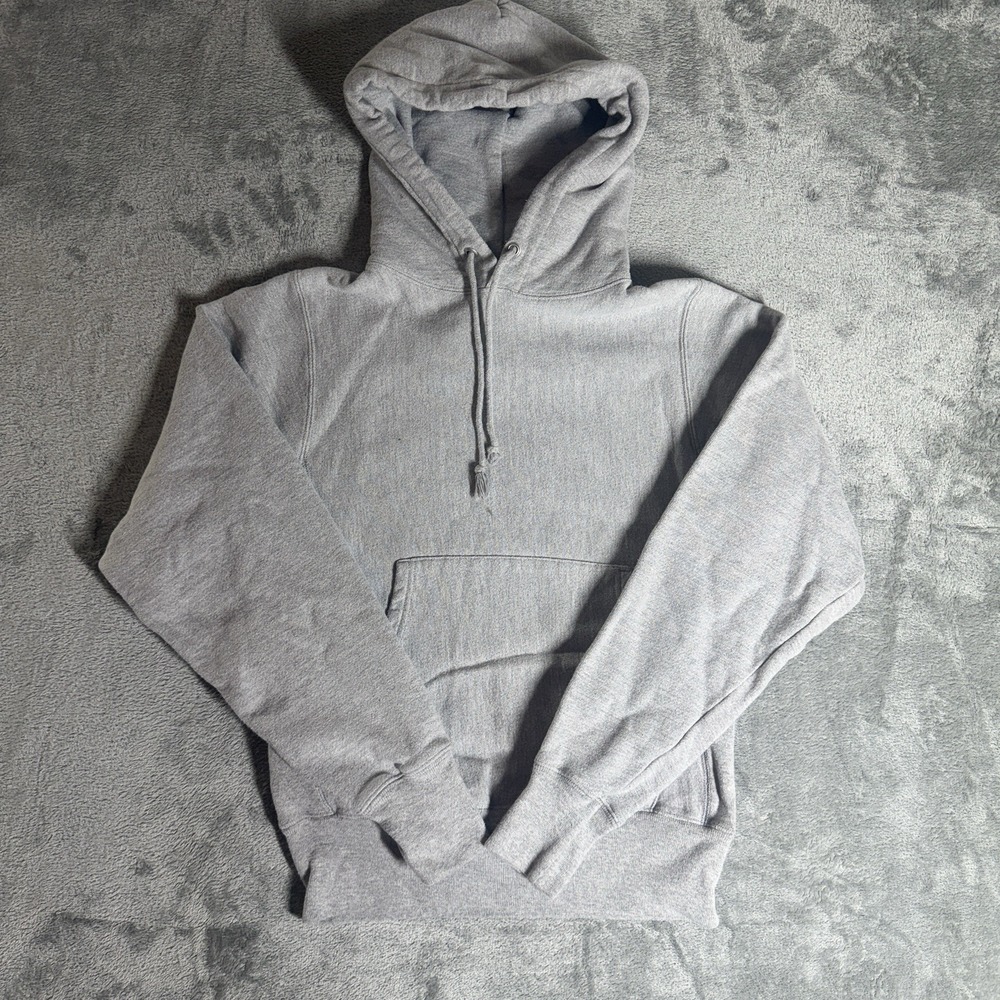 Champion Hoodie Sweatshirt Reverse Weave Gray Blank Mens XS